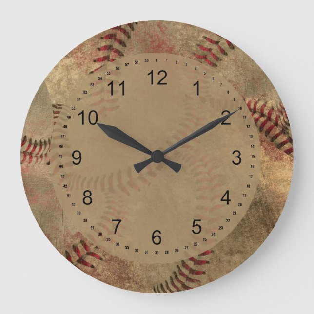 Grunge Baseball Collage Large Clock (Front)