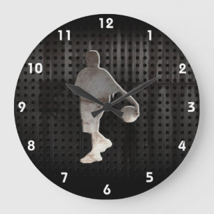 Grunge Basketball Large Clock