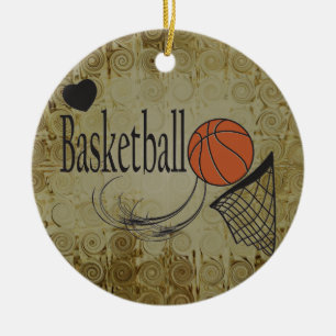 Grunge Basketball Sport Ceramic Tree Decoration