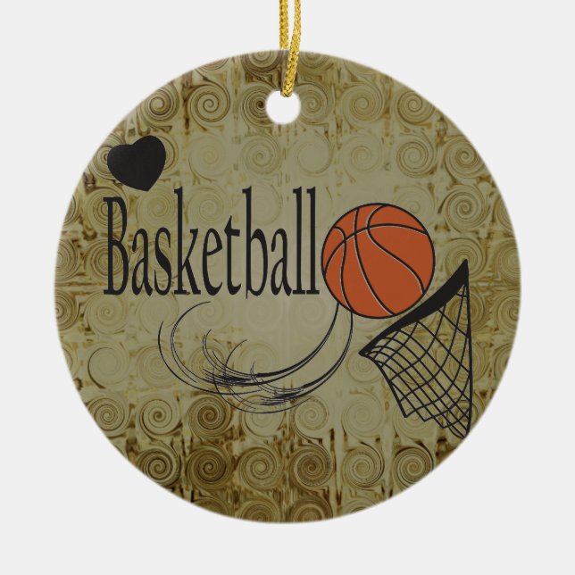 Grunge Basketball Sport Ceramic Tree Decoration (Front)
