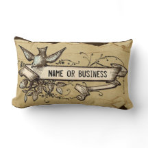 Grunge bird scroll customisable decorative pillow