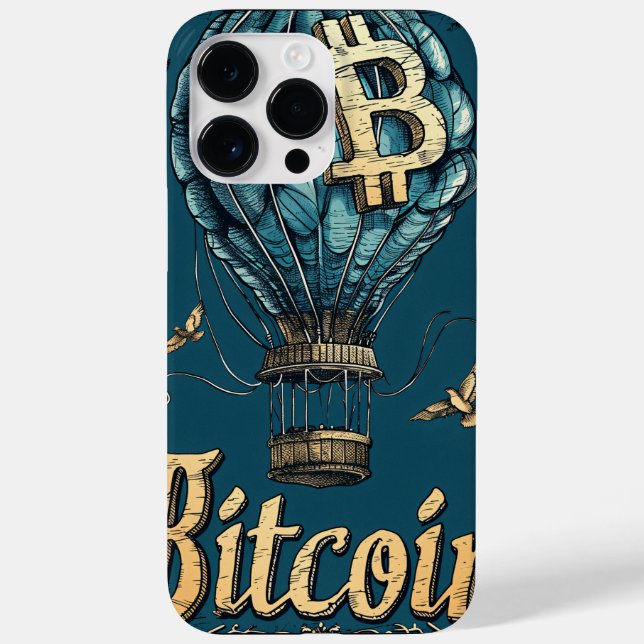 Grunge Bitcoin hot air balloon Blockchain design Case-Mate iPhone Case (Back)