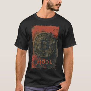 Grunge Bitcoin Symbol and hodl slogan design T-Shirt