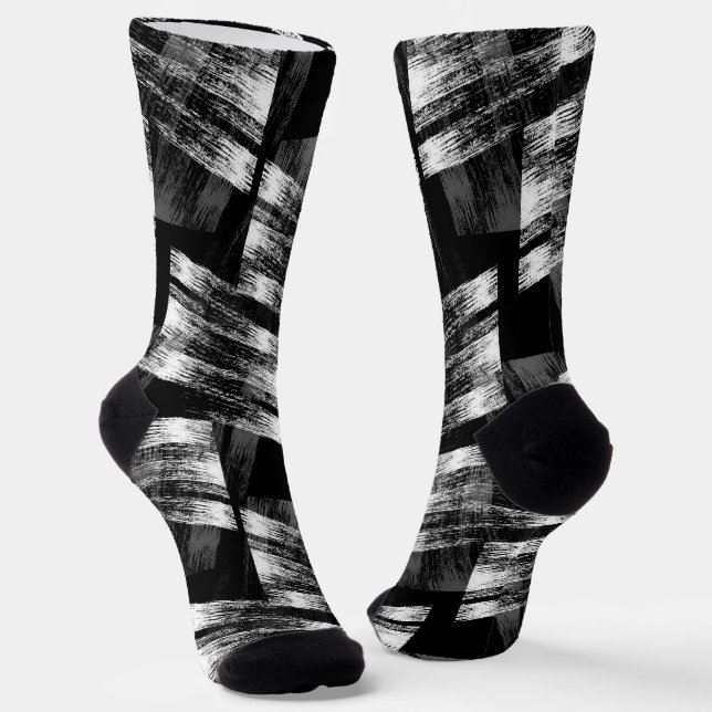 Grunge black and white abstraction. socks (Angled)