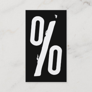 grunge black and white percent sign business card