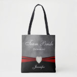 Grunge Black, Grey and Red Team Bride Tote Bag<br><div class="desc">Team Bride Tote Bag. A great gift for your bridesmaids, maid of honour or matron of honour, etc... 100% Customisable. Ready to Fill in the box(es) or Click on the CUSTOMIZE button to add, move, delete, resize or change any of the font or graphics. Made with high resolution vector and/or...</div>