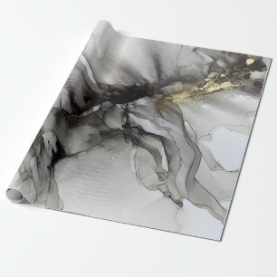Grunge Black Grey Gold  Wrapping Paper