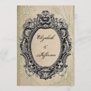 Grunge Black Vintage Frame Wedding Invitations