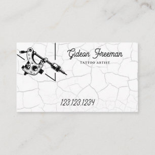 Grunge Black & White Tattoo Gun Business Card