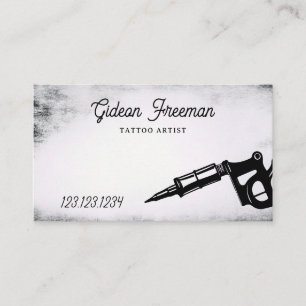 Grunge Black & White Tattoo Machine Business Card