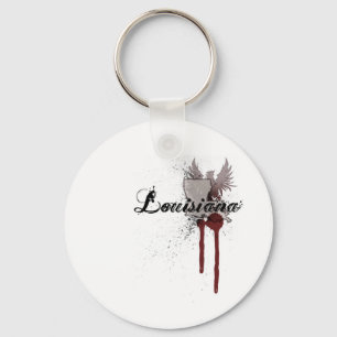Grunge Blood Splatter Louisiana Keychain