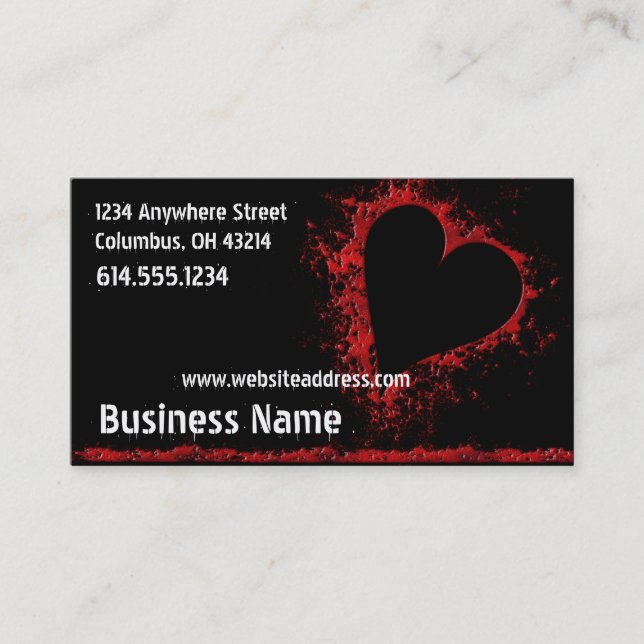Grunge Bloody Red Heart Design Business Cards (Front)