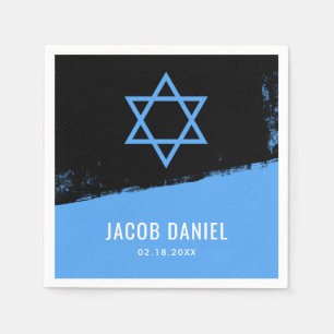 Grunge Blue Black Bar Mitzvah Napkin