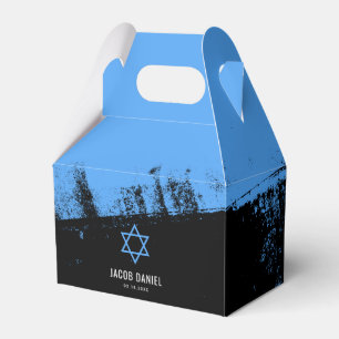 Grunge Blue Black Bar Mitzvah Personalised Favour Box