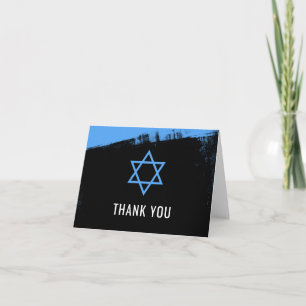 Grunge Blue Black Bar Mitzvah Thank You