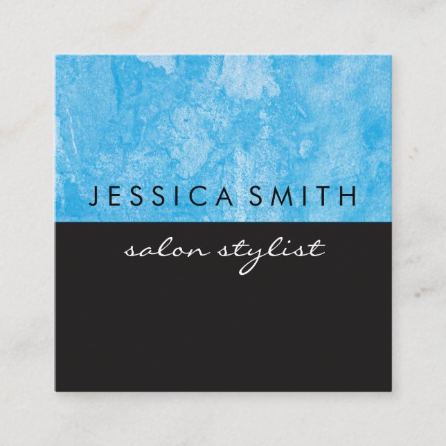 Grunge Blue Black Two Tone Square Business Card (Front)