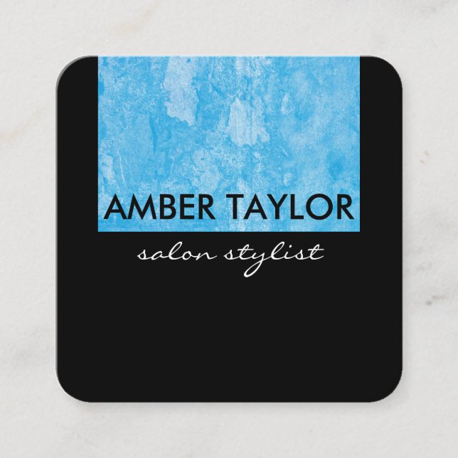Grunge Blue Black Two Tone Square Business Card (Front)
