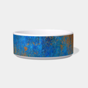 Grunge Blue Copper Boho Pet Bowl