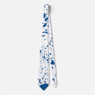 Grunge Blue Ink Paint Splattering Blotches  Tie