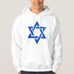 Grunge Blue Star of David Hoodie