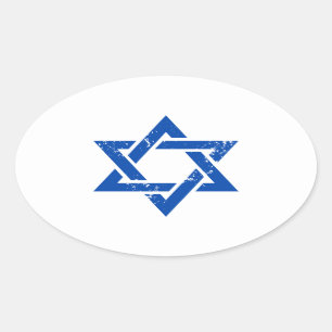 Grunge Blue Star of David Oval Sticker