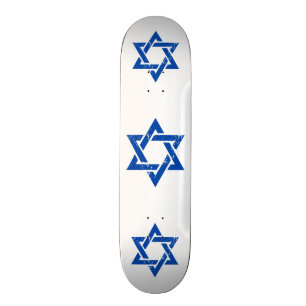 Grunge Blue Star of David Skateboard