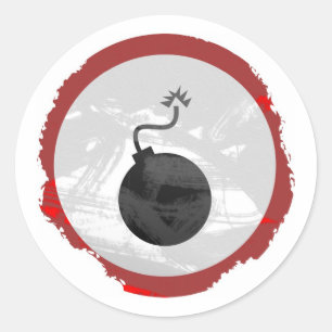 Grunge Bomb Sign Classic Round Sticker