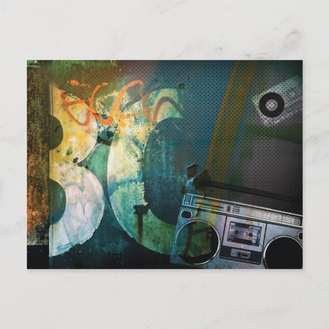 Grunge Boombox Postcard (Front)
