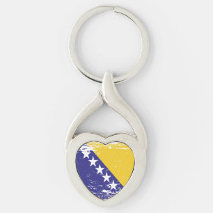 Grunge Bosnia and Herzegovina Flag Key Ring