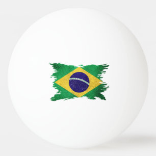 Grunge Brasil flag, Brush stroke, Brazilian flag Ping Pong Ball