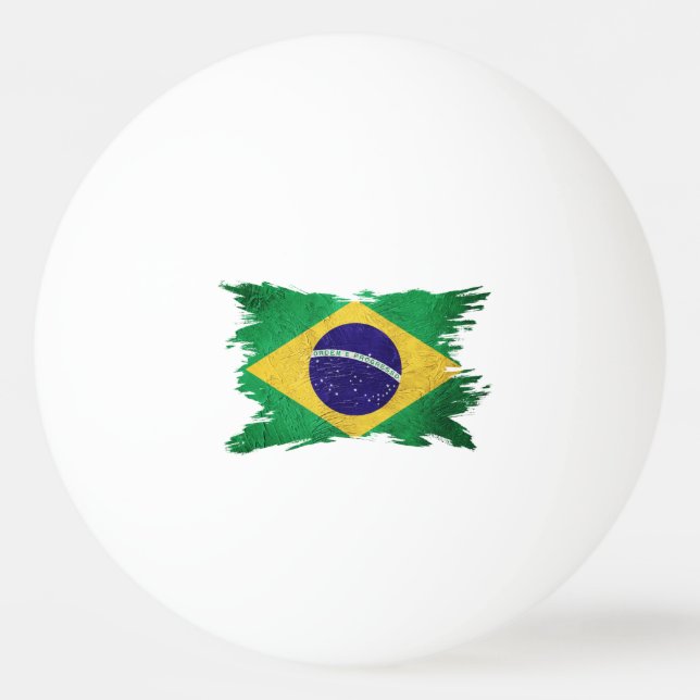 Grunge Brasil flag, Brush stroke, Brazilian flag Ping Pong Ball (Front)