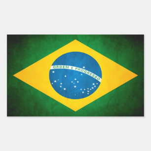 Grunge Brazil Flag Rectangular Sticker