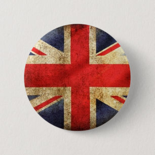 Grunge British Flag Button centred