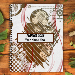 Grunge brown pattern customised planner