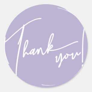 Grunge Brush Circle Calligraphy Thank You Classic Round Sticker