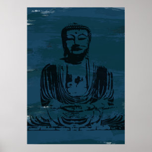 Grunge Buddha Poster - Dark Teal