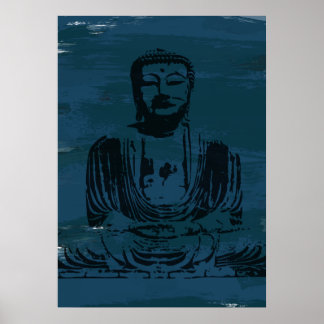 Grunge Buddha Poster - Dark Teal