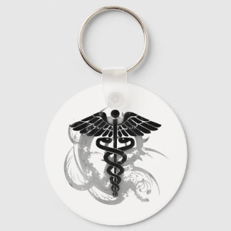Grunge caduceus key ring