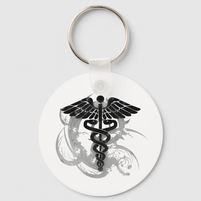 Grunge caduceus key ring (Front)