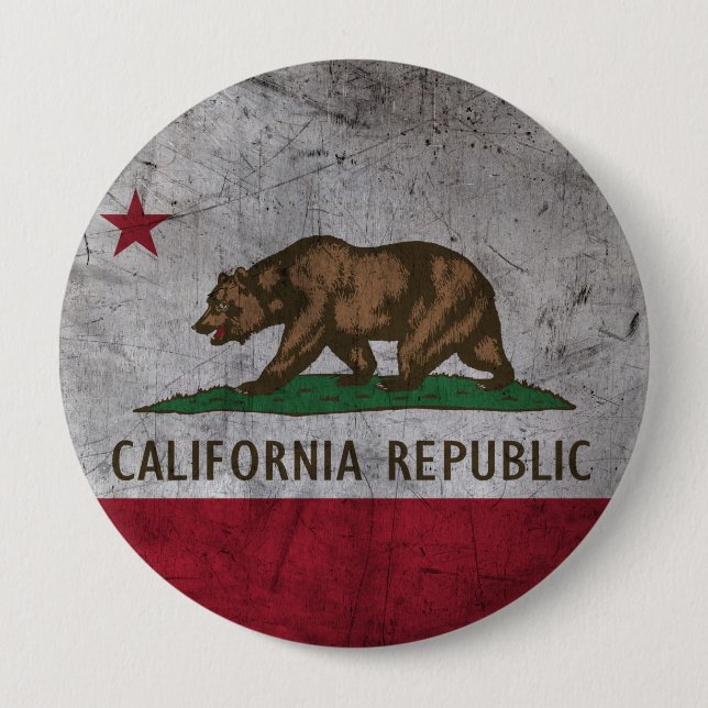 Grunge California Flag 10 Cm Round Badge (Front)