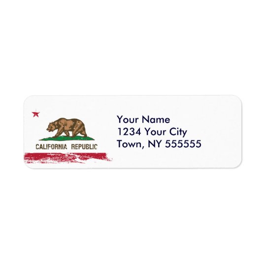Grunge California State Flag Return Address Label