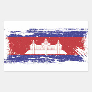 Grunge Cambodia Flag Rectangular Sticker