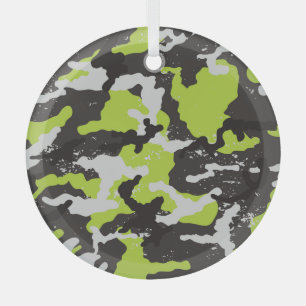 Grunge Camouflage Vintage Background Glass Tree Decoration