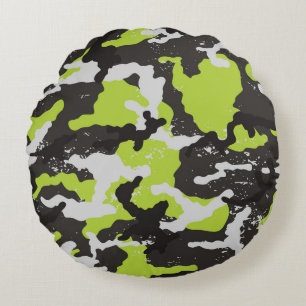 Grunge Camouflage Vintage Background Round Cushion
