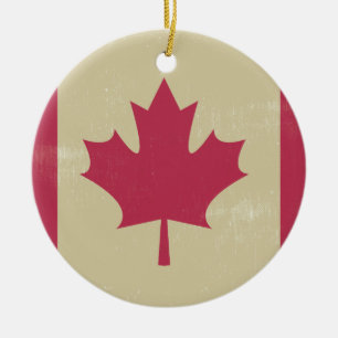 grunge canadian flag ceramic tree decoration