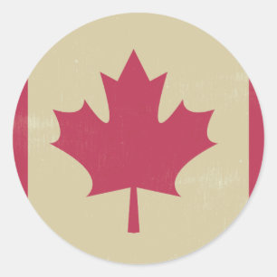 grunge canadian flag classic round sticker