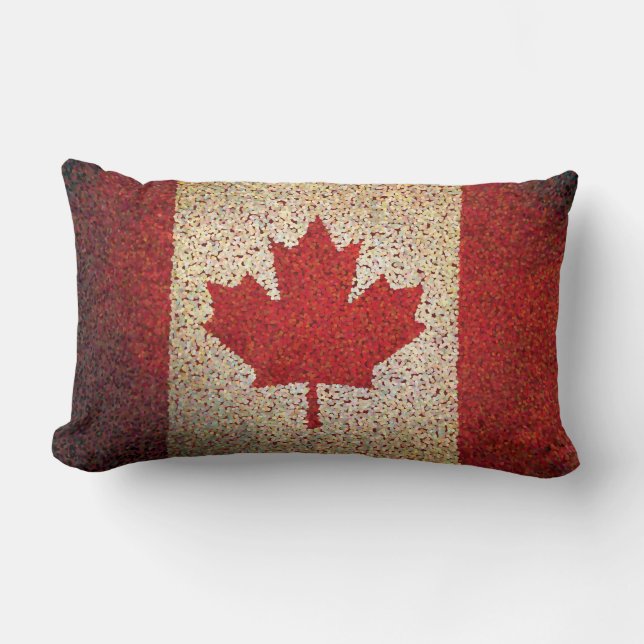 Grunge Canadian Maple Leaf Flag Lumbar Cushion (Front)