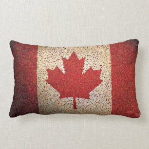 Grunge Canadian Maple Leaf Flag Lumbar Cushion