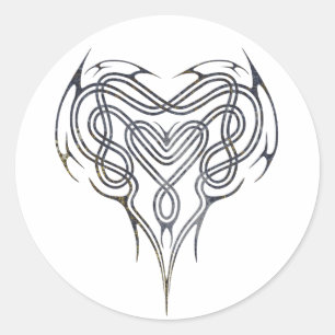 Grunge Celtic Heart Knot Classic Round Sticker