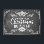Grunge Chalkboard Merry Christmas Retro Typography Doormat<br><div class="desc">Create your very own grungy Christmas design with this retro design featuring distressed, chalk-like fonts over a blackboard-like texture. Angel wings, shield, crown, stars, diamond and fern leaves complete the grunge look. It’s a unique, monochromatic yet fun alternative to the sometimes garish colours the holiday season brings. Replace the sample...</div>